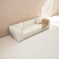 PULOSK 94.46" White Velvet Standard Sofa cushion couch