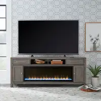 Winston Porter TV Stand for TVs up to 78" with Electric Fireplace Included
