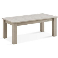 Rubbermaid Outdoor Coffee Table, 47.2" Poly Lumber Modern Rectangle Large Coffee Table, Weatherproof Patio Coffee Table