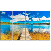 Made in Canada - Design Art Lake with Pier Panorama 4 Piece Photographic Art on Wrapped Canvas Set