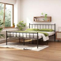 Ebern Designs Full Size Metal Platform Bed Frame with Heavy Duty Steel Slat Support,14" Height ,Black