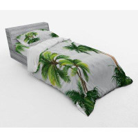 East Urban Home Tropical Coconut Palm Tree Nature Paradise Plants Foliage Leaves Digital Illustration Duvet Cover Set
