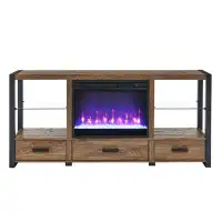 Ivy Bronx 60 Inch Electric Fireplace Media TV Stand With Sync Colourful LED Lights