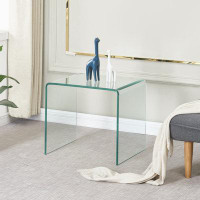 Wrought Studio Small Clear Glass Side & End Table, Tempered Glass End Table Small Coffee Table
