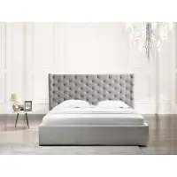 Casabianca Furniture Parker King Storage Bed In Grey Velvet Fabric.