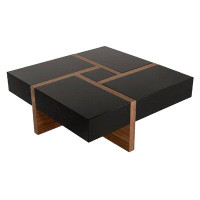 Brayden Studio Alsfeld Solid Wood Extendable Pedestal Coffee Table with Storage