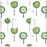 WorldAcc Metal Light Switch Plate Outlet Cover (Cute Green Fruit Trees White - Single Toggle)