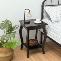 Red Barrel Studio Red Barrel Studio Set Of 2 Accent Side Table Sofa End Table Nightstand Coffee Table W/ Shelf Black