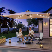Latitude Run® Outdoor 6.5X10ft Patio Umbrella With LED Light Solar Umbrella Sun Shade Hanging