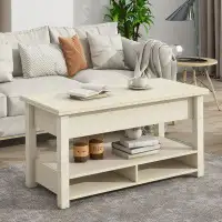 Latitude Run® Lift Top Coffee Table, Multi-Functional Coffee Table with Open Shelves