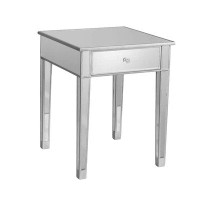 SEI Furniture SEI Furniture Mirage Mirrored Tall Side Accent Table With 1 Drawer, Metallic