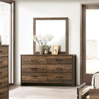 Enitial Lab Vasona 58" Width Wood 6-Drawer Dresser With Mirror And Care Kit