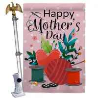 Breeze Decor Happy Sweet Mother's Day - Impressions Decorative Aluminum Pole & Bracket House Flag Set HS115136-BO-02