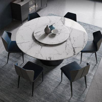 Orren Ellis Italian light luxury marble dining table and chair combination 7