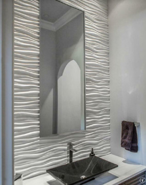 Wavy white glossy tile.  ONLY $3.99 sf !! Wall tile in a large format size. In stock!  ***Instant CURBSIDE PICKUP*** Windsor Region Ontario Preview