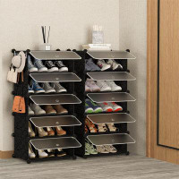 Rebrilliant 10-Tier Shoe Rack Organizer For Closet 20 Pair Narrow Shoes Shelf Cabinet,Black