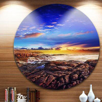 Made in Canada - Design Art 'Sunset Over the Ocean' Photographic Print on Metal