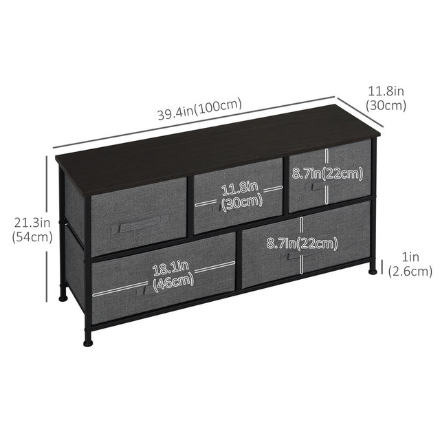 Drawer Storage Cabinet 39.4" x 11.8" x 21.3" Dark Gray in Storage & Organization - Image 3