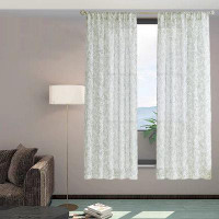 Charlton Home Farmhouse Sheer Curtains For Living Room Bedroom Floral Printed Vintage Voile Rod Pocket Window Drapes 2 P