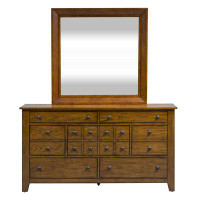 Wildon Home® Albertia 7 Drawer 65" W Solid Wood Double Dresser with Mirror