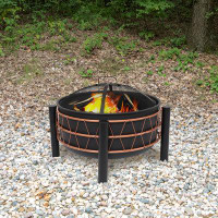 SunnyDaze Decor 15'' H x 32'' W Steel Wood Burning Outdoor Fire Pit