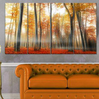 Design Art 'Red and Yellow Leaves in Fall' 4 Piece Photographic Print on Wrapped Canvas Set