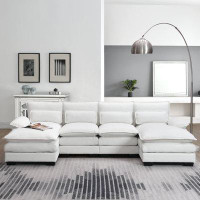 Hokku Designs [video Provided][new]109.8*55.9" Modern U-shaped Modular Sofa With Waist Pillows,6-seat Upholstered Symmet