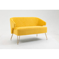 Mercer41 Twin Size Love Seat Accent Sofa With Golden Metal Legs