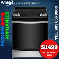 Whirlpool YWEE745H0LZ 30 Slide In Electric Range With Air Fry 6.4 cu. ft. Capacity Stainless Steel color