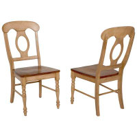 Rosalind Wheeler Brook Distressed Two Tone Light Creamy Wheat With Warm Pecan Brown Side Chair (Set Of 2)