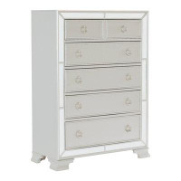 Rosdorf Park Modern Traditional Style 1Pc Bedroom Chest Of Drawers Embossed Textural Fronts Silver Finish-54" H x 39.25"