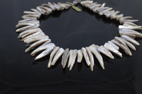 BRAND NEW FWPEARL SHARK TEETH STYLE & SOLID SILVERNECKLACE