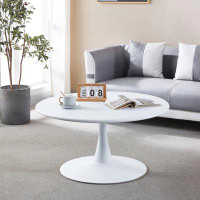 Wrought Studio Modern 31.5'' Diameter Solid Metal Base White Round Coffee Table