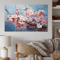 Design Art Apple Blossom Expressionist Burst II - Apple Blossom Wall Art Living Room - 4 Panels