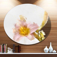 Design Art 'Watercolor Lily with Colour Splashes' Oil Painting Print on Metal