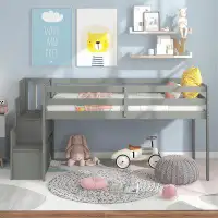 Harriet Bee Solid Wood Loft Bed  With Storage Staircase