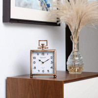 Williston Forge Metal Table Clock, Silent Non-Ticking Classic Battery Operated Decorative Mantel Desk Shelf Clock For Li