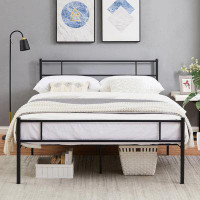 Latitude Run® Metal Platform Bed Frame Queen Size with Headboard and Footboard