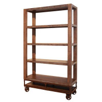 Loon Peak Jaquarrius Gold 70" Bookcase With 4 Shelves & Casters