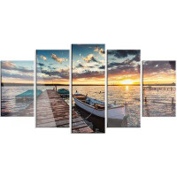 Made in Canada - Design Art 'Boats and Jetty Under Dramatic Sky' 5 Piece Photographic Print on Metal Set