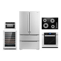 Cosmo 5 Piece Kitchen Package With 30" Electric Cooktop 30" Single Electric Wall Oven 30" Over-the-range Microwave Energ