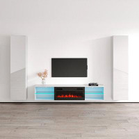 Brayden Studio Brezlin Entertainment Center for TVs up to 78" with Electric Fireplace Included