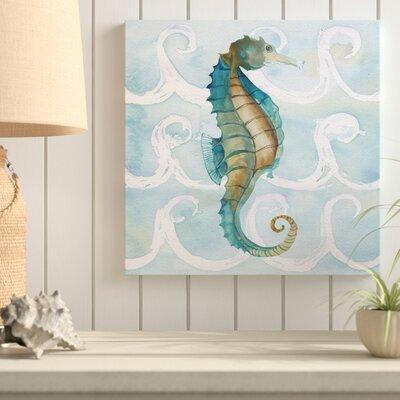 Made in Canada - Highland Dunes 'Sea Creatures on Waves II' Watercolor Painting Print in Arts & Collectibles