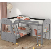 Harriet Bee Beckett L-Shaped Twin Over Full Bunk Bed And Twin Size Loft Bed With Desk