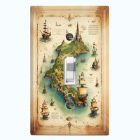 WorldAcc Metal Light Switch Plate Outlet Cover (Ship Travel Castle Island Biege - Single Toggle)