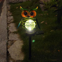 Amples Metal Owl With Glass Ball Garden Yard Stake Solar Light Outdoor Stake Landscape Pathway Lawn Patio Decoration