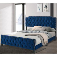 Enitial Lab Quesla 89" Depth Flannelette Tufted Eastern King Bed With Care Kit