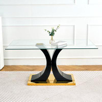 Mercer41 Elegant Modern Glass Table: Transparent Design, Durable Support Base, Fashion-forward Living Room Piece (set Of