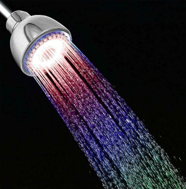 HYPE GLOW® COLOUR-CHANGING LED SHOWER HEAD -- NO BATTERIES NEEDED! in Plumbing, Sinks, Toilets & Showers