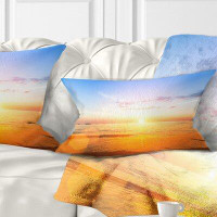 East Urban Home Beach Beautiful Sunset over Waters Modern Lumbar Pillow